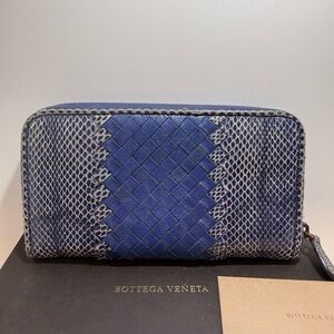 RARE Bottega Veneta Blue Snake Embossed Wallet